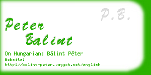 peter balint business card